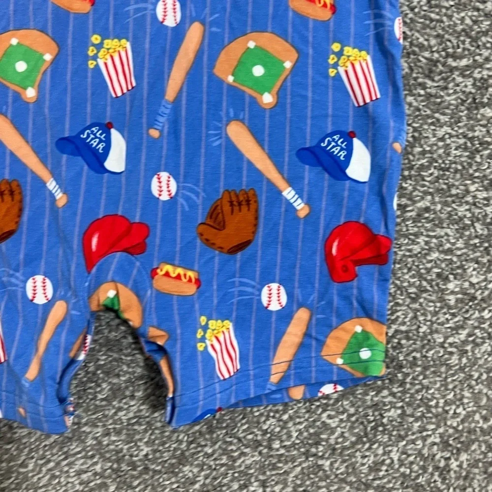 Little sleepies Blue Baseball Print Baby Romper 3T